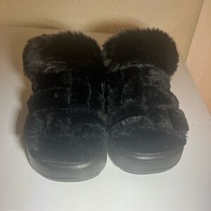 CROCS Black Faux Fur Slide Slippers